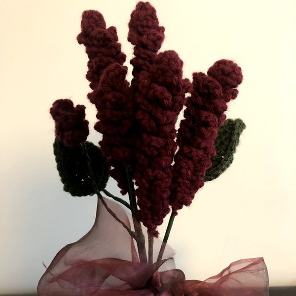 Crochet Flowers Bouquet - Burgundy - Picture 3 of 4